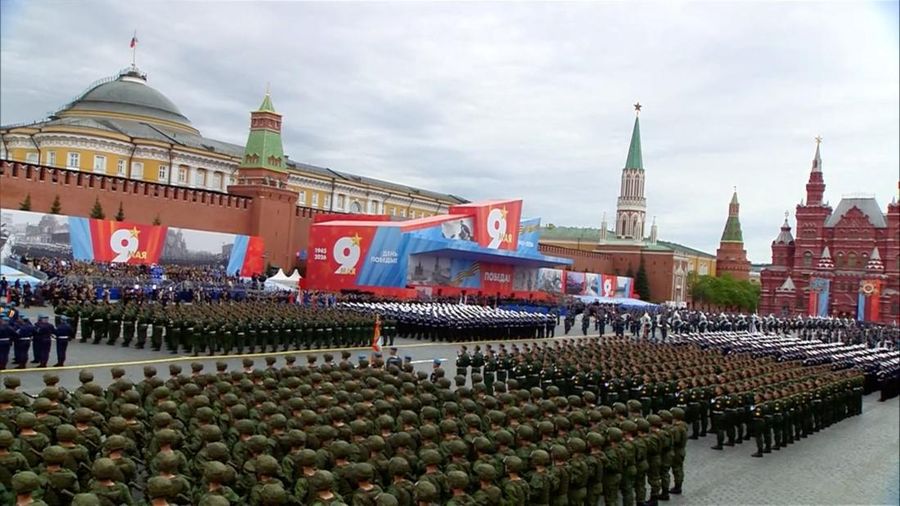 Russian service members take part in a military parade on Victory Day, marking the 81st anniversary of the victory over Nazi Germany in World War Two, in Red Square in central Moscow, Russia, May 9, 2026, in this still image taken from video. Kremlin