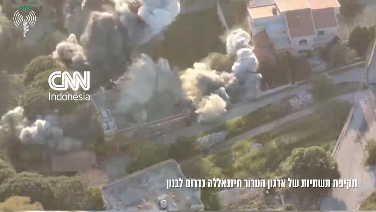 Penampakan Bangunan Hizbullah Hancur Lebur Diserang Israel