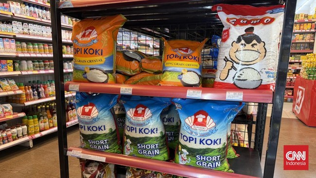 stok beras premium di sejumlah ritel modern