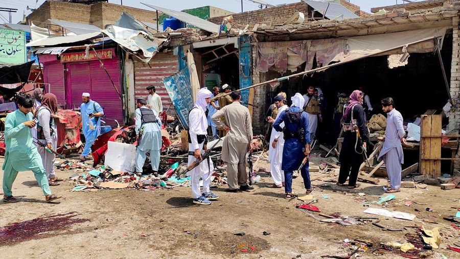 Ledakan besar mengguncang sebuah pasar di Provinsi Khyber Pakhtunkhwa, Pakistan barat laut, pada Selasa (12/5/2026), nan menewaskan sedikitnya sembilan orang serta melukai lebih dari 20 lainnya. (REUTERS/Ehsan Khattak)
