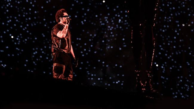 The Weeknd atau Abel Tesfaye dalam rangkaian tur After Hours Til Dawn di Latin America (2026).(Sebastien Nagy via ImageDynamics)