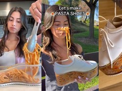 Feetghetti Viral! Cara Makan Pasta Influencer Ini Bikin Netizen Heran