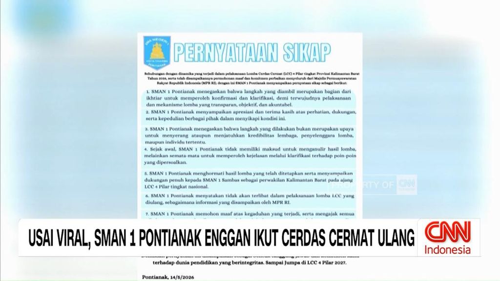VIDEO: Usai Viral, SMAN 1 Pontianak Enggan Ikut Cerdas Cermat Ulang