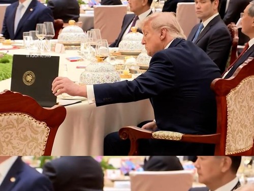 Viral Video Trump Sontek Catatan Xi Jinping, Apa Benar?