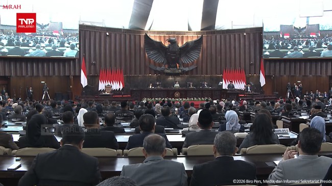 Presiden Prabowo Subianto pidato saat menghadiri Rapat Paripurna DPR RI ke-19 Terkait KEM dan PPKF RAPBN 2027 di Gedung DPR RI, Jakarta, Rabu (20/5/2026).