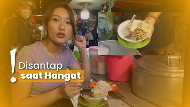 Nikmatnya Amanda Caesa Seruput Bubur-Ketan Susu dengan Berbagai Topping