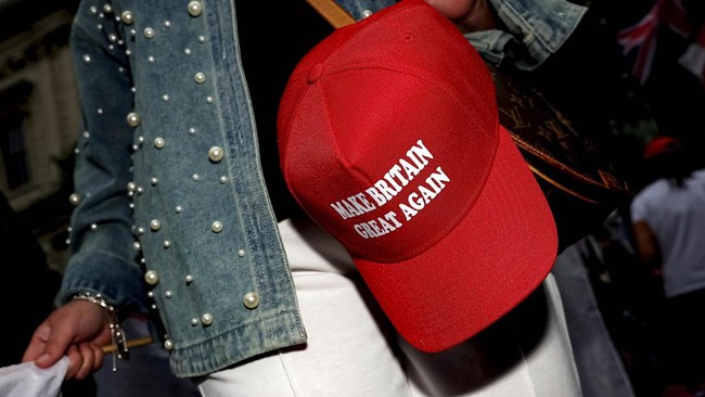 A 'Make Britain Great Again' hat during a