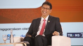 Menteri Keuangan RI, Purbaya Yudhi Sadewa saat menyampaikan pemaparan dalam Jogja Financial Festival 2026 di Jogja Expo Center (JEC), Yogyakarta, Jawa Tengah, Jumat (22/5/2026). (CNBC Indonesia/Faisal Rahman)