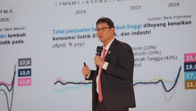 Menteri Keuangan RI, Purbaya Yudhi Sadewa saat menyampaikan pemaparan dalam Jogja Financial Festival 2026 di Jogja Expo Center (JEC), Yogyakarta, DIY, Jumat (22/5/2026). (CNBC Indonesia/Faisal Rahman)