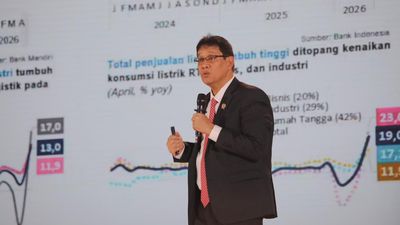 Menteri Keuangan RI, Purbaya Yudhi Sadewa saat menyampaikan pemaparan dalam Jogja Financial Festival 2026 di Jogja Expo Center (JEC), Yogyakarta, DIY, Jumat (22/5/2026). (CNBC Indonesia/Faisal Rahman)