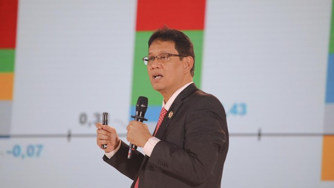 Menteri Keuangan RI, Purbaya Yudhi Sadewa saat menyampaikan pemaparan dalam Jogja Financial Festival 2026 di Jogja Expo Center (JEC), Yogyakarta, DIY, Jumat (22/5/2026). (CNBC Indonesia/Faisal Rahman)