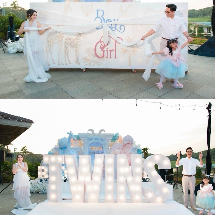 <p>Acara puncak <em>gender reveal</em> dimulai saat Nanda dan sang suami membuka kotak besar yang berisi informasi tentang jenis kelamin anak kedua mereka. Setelah kotak dibuka, tulisan 'TWINS' muncul dan diikuti dengan confetti warna merah muda dan biru. Itu artinya, pasangan ini bakal dikaruniai sepasang anak kembar, Bunda. (Foto: Instagram @nandaarsynt)</p>
