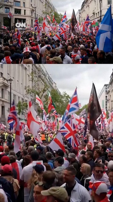 Penampakan Demo Besar ‘Unite the Kingdom’ di London