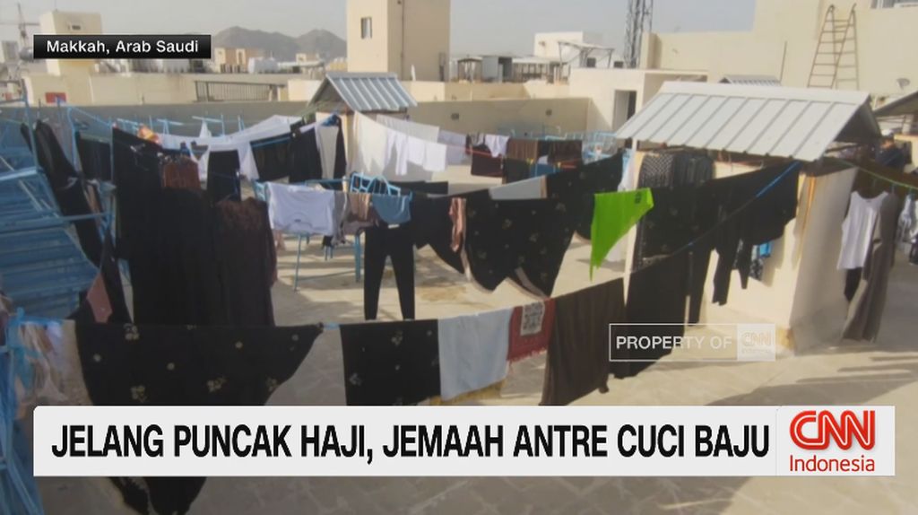 VIDEO: Jelang Puncak Haji, Jamaah Antre Mencuci Baju