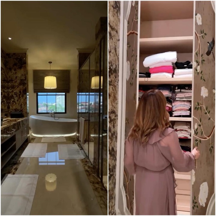 <p>Tasya juga menunjukkan kamar mandinya yang begitu mewah. Di ruangan ini, Tasya tak hanya menempatkan bathtub, tapi juga <em>storage</em> khusus koleksi baju tidurnya. Tasya mengaku bahwa ia terinspirasi dari kamar mandi hotel mewah saat membangun ruang pribadi di kamar tidurnya ini, Bunda. (Foto: Instagram @tasyafarasya)</p>