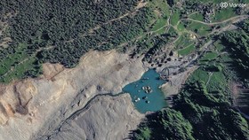 A satellite image shows Blatten, Switzerland, nearly a year after the glacier collapse, May 21, 2026. Vantor/Handout via REUTERS    THIS IMAGE HAS BEEN SUPPLIED BY A THIRD PARTY. NO RESALES. NO ARCHIVES. MANDATORY CREDIT. DO NOT OBSCURE LOGO. THIS IM