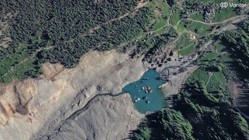 A satellite image shows Blatten, Switzerland, nearly a year after the glacier collapse, May 21, 2026. Vantor/Handout via REUTERS    THIS IMAGE HAS BEEN SUPPLIED BY A THIRD PARTY. NO RESALES. NO ARCHIVES. MANDATORY CREDIT. DO NOT OBSCURE LOGO. THIS IM
