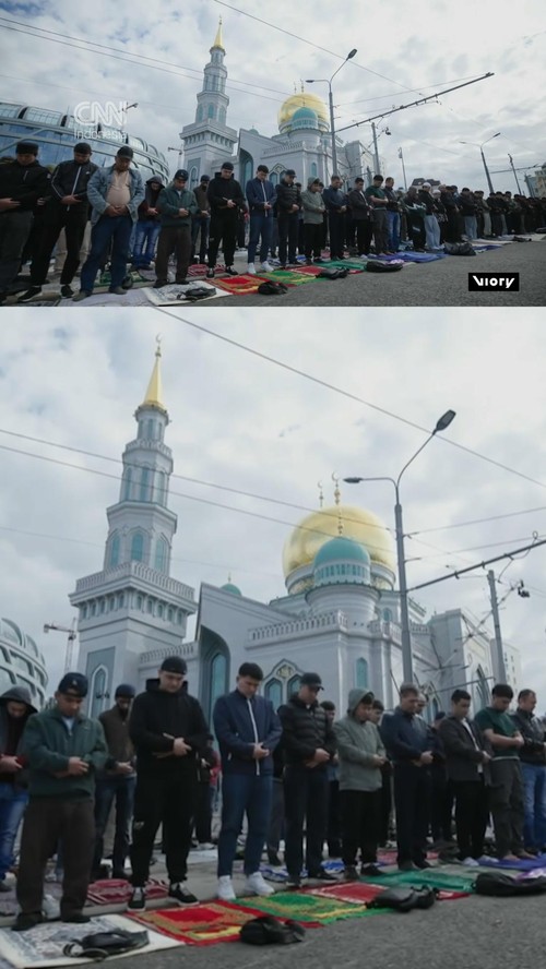 Khusyuk Salat Iduladha di Masjid Katedral Moskow