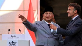 France's President Macron and Indonesia's President Prabowo at The Elysee Presidential Palace in Paris on May 28, 2026. (Ludovic MARIN/POOL/AFP)