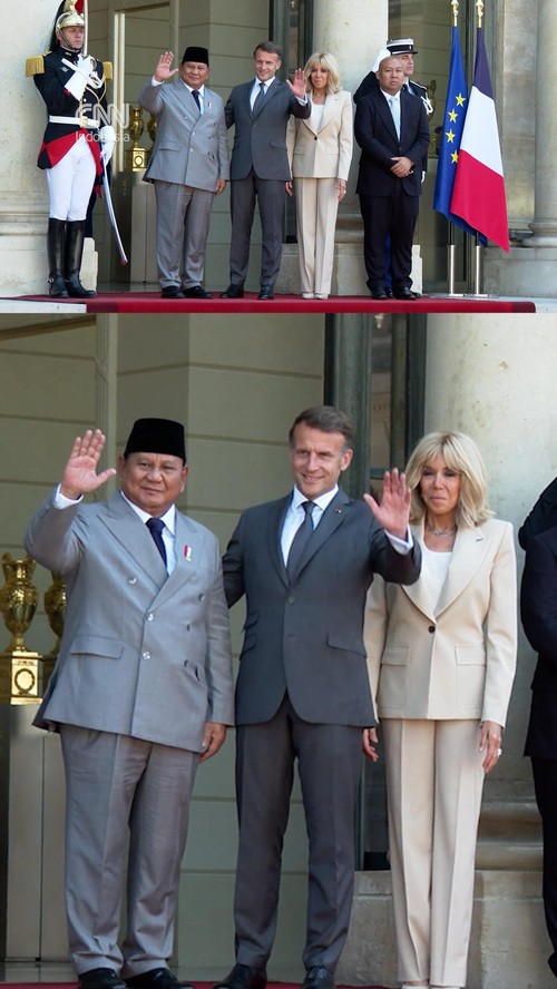 Momen Prabowo Bertemu Macron di Istana Elysee Paris