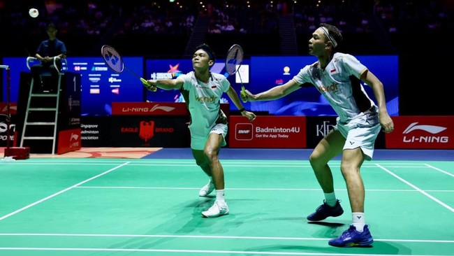 Fajar Alfian/Muhammad Shohibul Fikri berhasil lolos ke final Singapore Open 2026. (Arsip PBSI)