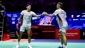 Fajar Alfian/Muhammad Shohibul Fikri berhasil lolos ke final Singapore Open 2026. (Arsip PBSI)