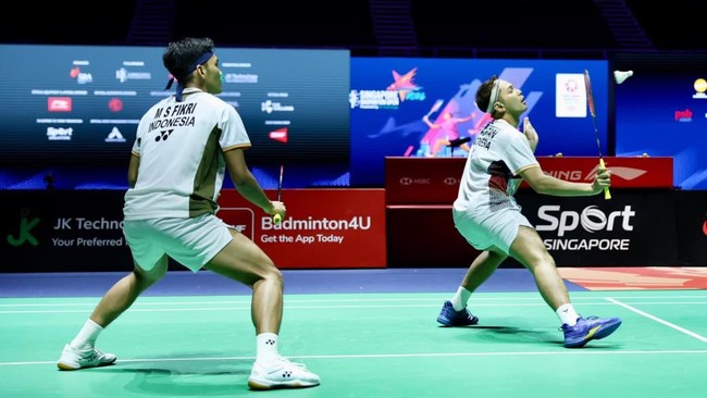 Fajar Alfian/Muhammad Shohibul Fikri berhasil lolos ke final Singapore Open 2026. (Arsip PBSI)