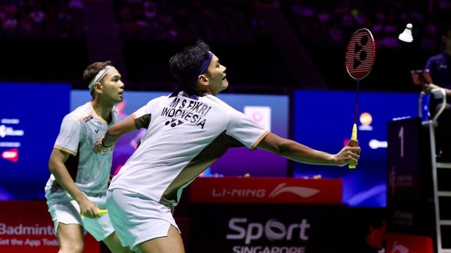 Fajar Alfian/Muhammad Shohibul Fikri berhasil lolos ke final Singapore Open 2026. (Arsip PBSI)