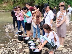 Jelang Waisak, Umat Buddha Lepas Ribuan Ikan-Merpati di Sungai Progo
