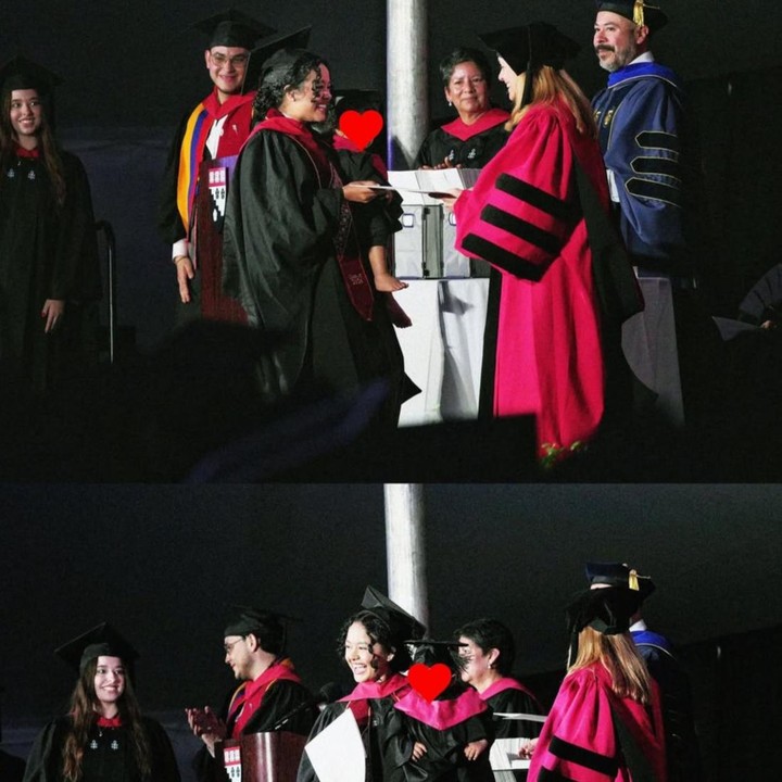 <p>Momen wisuda Tia terasa begitu haru saat ia berjalan ke atas panggung sambil menggendong putranya, Ibrahim, yang turut mengenakan toga kecil. Meski wajah sang anak masih dirahasiakan, momen tersebut pun sukses menarik perhatian publik di media sosial. (Foto: Instagram @aniesbaswedan / @mutiarabaswedan)</p>