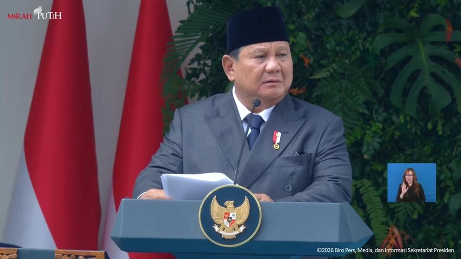 Presiden Prabowo Subianto saat memimpin upacara peringatan Hari Lahir Pancasila&comma; Senin &lpar;1&sol;6&sol;2026&rpar;&period;