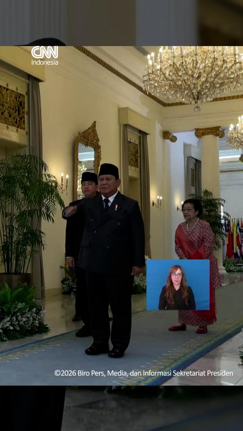 Presiden ke-5 RI sekaligus Dewan Pengarah BPIP Megawati Soekarnoputri hadir ke Upacara Hari Lahir Pancasila pada Senin (1/6).