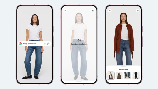 Google luncurkan fitur Try On di Indonesia, memungkinkan pengguna mencoba pakaian secara virtual dengan foto diri.