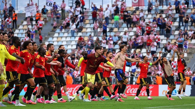 Soccer Football - International Friendly - Croatia v Belgium - Stadion HNK Rijeka, Rijeka, Croatia - June 2, 2026 Belgium players celebrate after the match REUTERS/Antonio Bronic