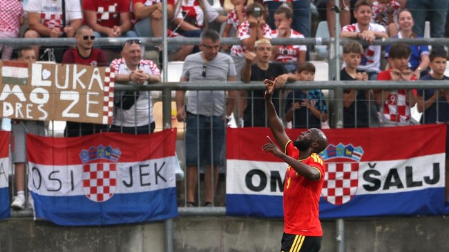 Soccer Football - International Friendly - Croatia v Belgium - Stadion HNK Rijeka, Rijeka, Croatia - June 2, 2026 Belgium's Romelu Lukaku celebrates scoring their second goal REUTERS/Antonio Bronic