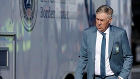 Jun 2, 2026; Newark, New Jersey, USA; Brazil head coach Carlo Ancelotti arrives for the 2026 FIFA World Cup at Newark Liberty International Airport. Mandatory Credit: Caean Couto-Imagn Images