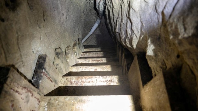 A stairway of a cross-border drug tunnel between U.S. and Mexico, in this handout image released June 1, 2026, with location given as between Otay Mesa, California, U.S., and Tijuana, Mexico.  US Attorney's Office for the Southern District of Califor