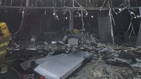 The damaged roof of a buliding at the Kuwait International Airport following a strike, in Kuwait City, Kuwait, June 3, 2026, in this still image of a photo used in a video. Civil Aviation Kuwait/Handout via REUTERS