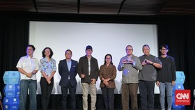 Konferensi pers Jazz Gunung 2026 di Jakarta, Rabu (3/6/2026). (CNN Indonesia/Vandeniar Kennindya)