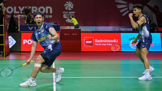 Sabar/Reza akan bertemu Raymond/Joaquin di semifinal Indonesia Open 2026. (ANTARA FOTO/FAUZAN)