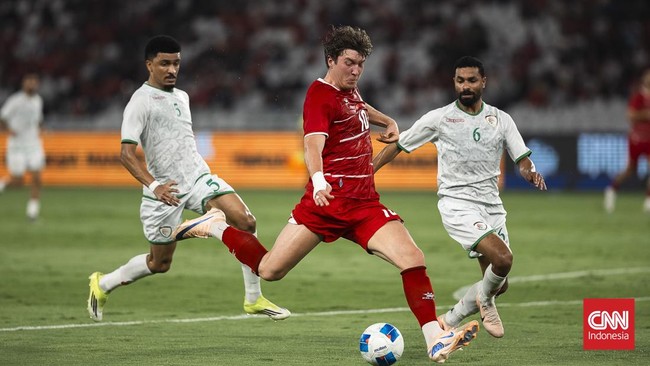 Timnas Indonesia meraih kemenangan meyakinkan 3-0 atas timnas Oman dalam laga FIFA Matchday bertajuk Garuda Championship Series 2026 di Stadion Utama Gelora Bung Karno (GBK), Senayan, Jakarta, Jumat (5/6) malam. (CNN Indonesia/ Adi Ibrahim)