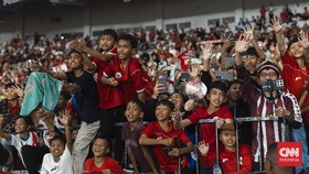 Timnas Indonesia meraih kemenangan meyakinkan 3-0 atas timnas Oman dalam laga FIFA Matchday bertajuk Garuda Championship Series 2026 di Stadion Utama Gelora Bung Karno (GBK), Senayan, Jakarta, Jumat (5/6) malam. (CNN Indonesia/ Adi Ibrahim)