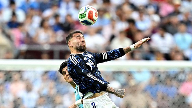 Soccer Football - International Friendly - Argentina v Honduras - Kyle Field, College Station, Texas, U.S. - June 6, 2026 Argentina's Nicolas Otamendi in action with Honduras' Luis Palma IMAGN IMAGES via Reuters/Maria Lysaker