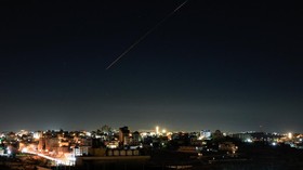 An Israeli air-defence missile flies in the sky over Israel, as seen from Hebron, in the Israeli-occupied West Bank, June 7, 2026. REUTERS/Mussa Qawasma
