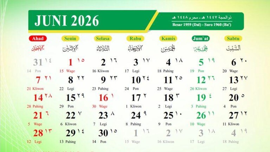 Kalender Hijriah Juni 2026