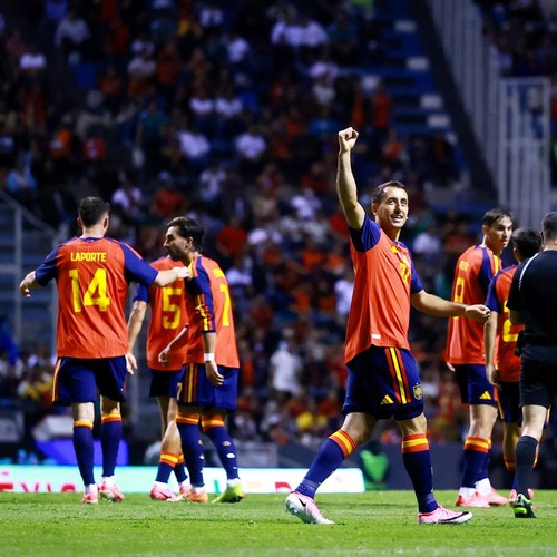 Soccer Football - International Friendly - Peru v Spain - Estadio Cuauhtemoc, Puebla, Mexico - June 8, 2026 Spain's Mikel Oyarzabal celebrates scoring their first goal REUTERS/Eloisa Sanchez