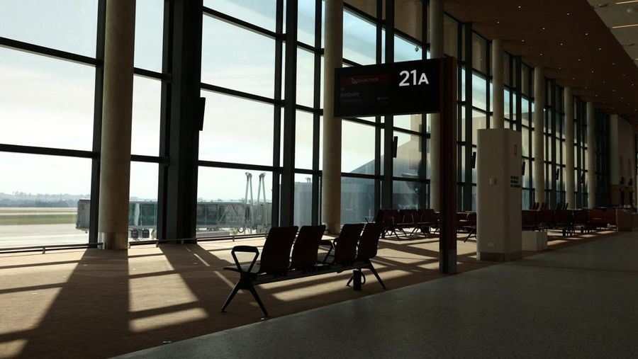 Gerbang keberangkatan di Bandara Internasional Western Sydney, setelah Qantas Airways dan Jetstar mengumumkan bakal meluncurkan jasa penumpang komersial setelah airport tersebut dibuka pada 25 Oktober, di Luddenham, Western Sydney, Australia, 10 Juni 2026.