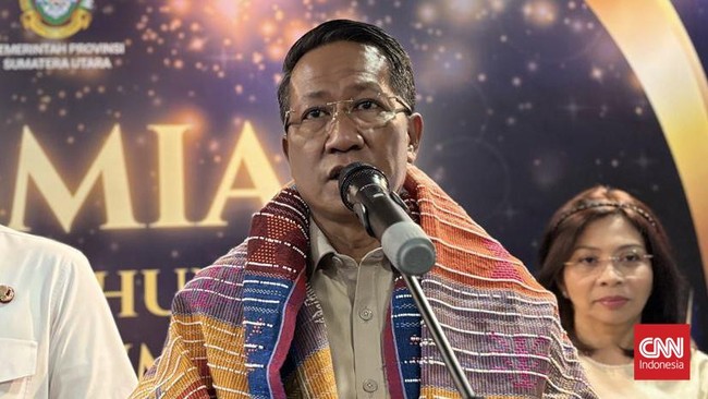 Menteri Hukum Supratman Andi Agtas di Kantor Gubernur Sumut, Rabu (10/6/2026).