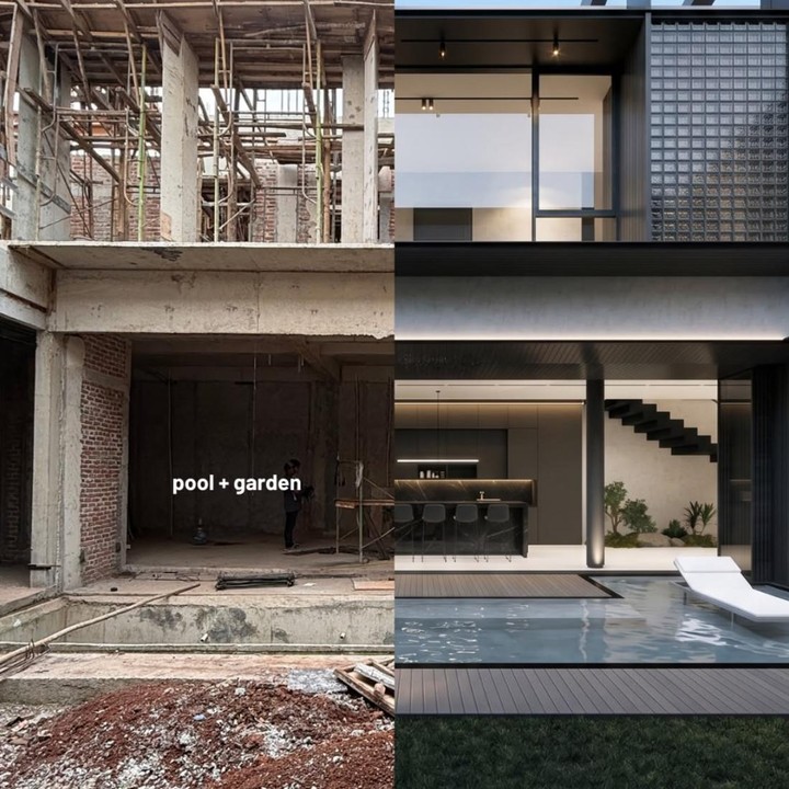 <p>Rumah baru mereka mengusung perpaduan gaya modern dan industrial, Bunda. Pada foto ini terlihat area kolam renang yang cukup luas dan menjadi salah satu daya tarik utama hunian tersebut. Rencananya, area tersebut juga akan dilengkapi dengan taman yang membuat suasana rumah menjadi semakin nyaman. (Foto: @ar_tivities via Instagram @rey_mbayang)</p>