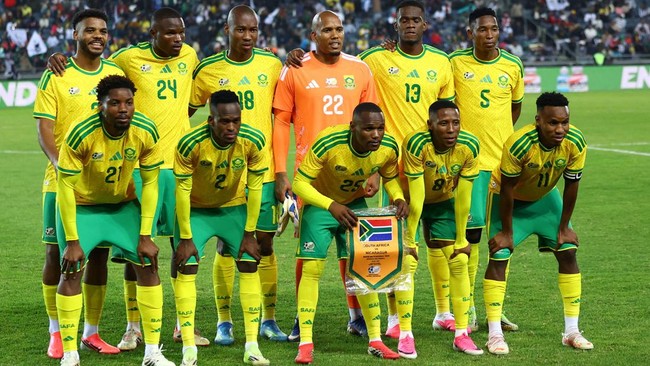 FILE PHOTO: Soccer Football - International Friendly - South Africa v Nicaragua - Orlando Stadium, Soweto, South Africa - May 29, 2026 South Africa players pose for a team group photo before the match REUTERS/Siphiwe Sibeko/File Photo